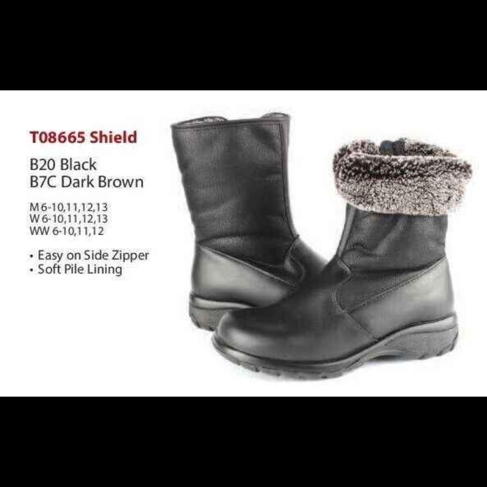 NWOB Toe Warmers - Leather FUR LINED Zip up Winter Boots T08665 Women 7.5M Black